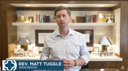 Highland Park UMC Senior Minister Matt Tuggle in a video message from Aug. 12, 2026.