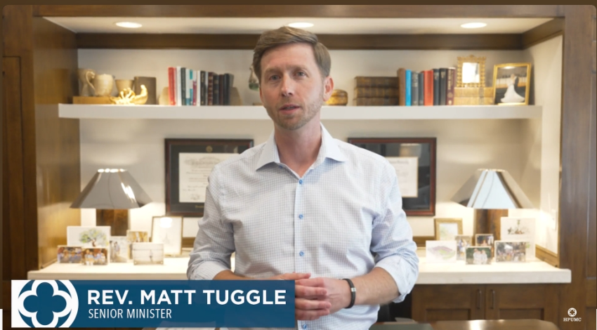 Highland Park UMC Senior Minister Matt Tuggle in a video message from Aug. 12, 2026.