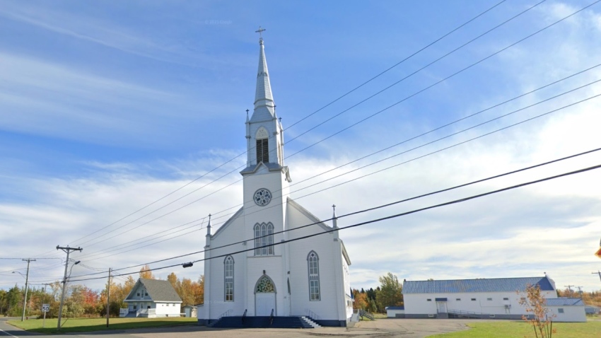 Saint-Simon Church on the Acadian Peninsula, which was the largest wooden church in New Brunswick, Canada, was destroyed following an alleged arson attack on Aug. 24, 2026.