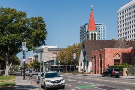 Trinity Cathedral (Episcopal) in San Jose, California, was built in the 1860s. 