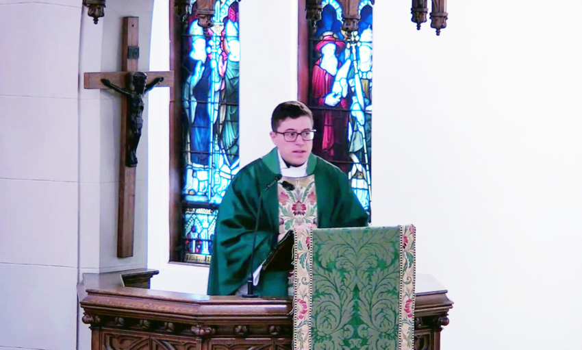 The Rev. Micah Cronin, believed to be the first trans-identified dean for an Episcopal Church cathedral, preaching at All Saints' Cathedral of Milwaukee, Wisconsin, on Aug. 30, 2026. 