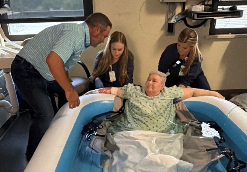 The late Jeannie Guffey, 74, was baptized in the Medical Intensive Care Unit at Huntsville Hospital on July 8, 2026.