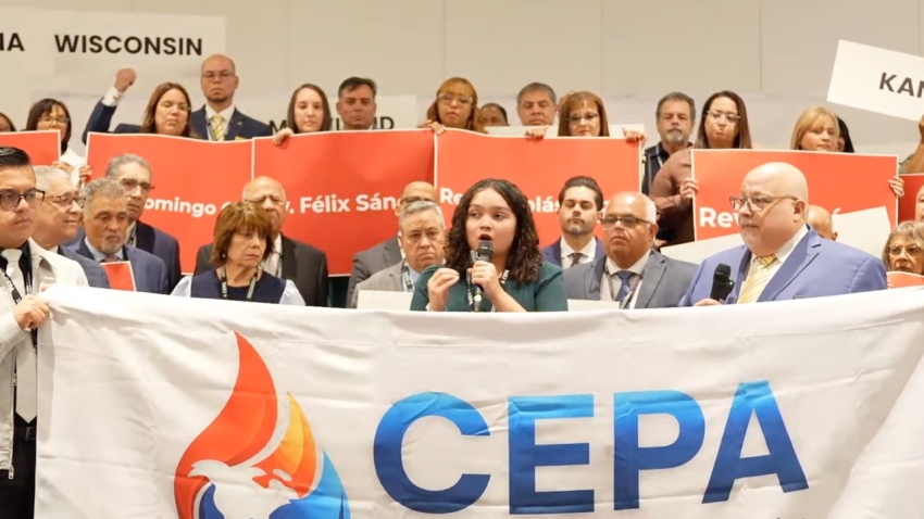 Jacqueline Fuentes speaks on behalf of her father, a Church of God pastor who was detained in Indiana by U.S. Immigration and Customs Enforcement (ICE) in August.