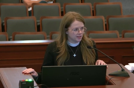 Associate Pastor Ellen Singer of St. Martin-in-the-Fields Episcopal Church in Southlake, Texas, speaks during a city council meeting on Sept. 17, 2026.