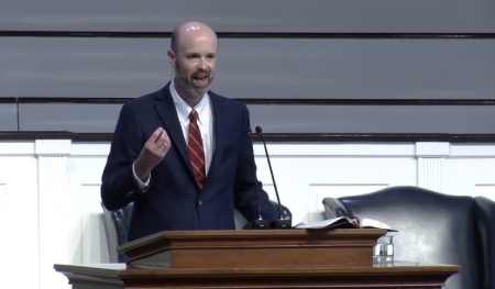 Andrew T. Walker speaks at the Southern Baptist Theological Seminary in Louisville, Kentucky, on Sept. 15, 2026.
