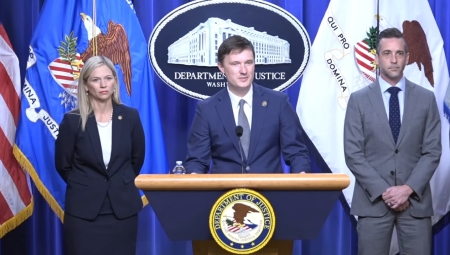 Acting Deputy Attorney General Trent McCotter speaks at a press conference on Sept. 22, 2026.