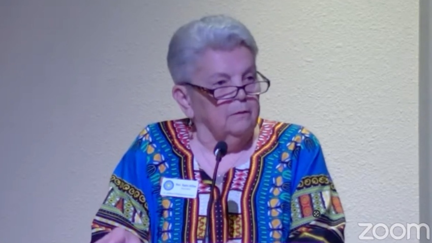 The Rev. Babs Miller speaks during a service at St. Andrew's Presbyterian Church (PCUSA) in Austin, Texas, on April 7, 2024.