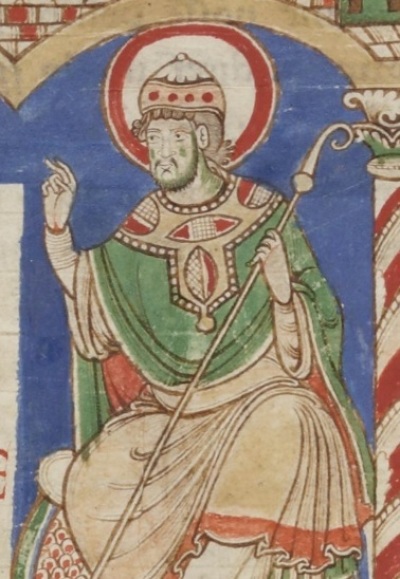An 11th-century depiction of Pope Damasus I (305-384), who is credited with making Latin the official language of the Catholic mass and for helping to restore the Roman catacombs.
