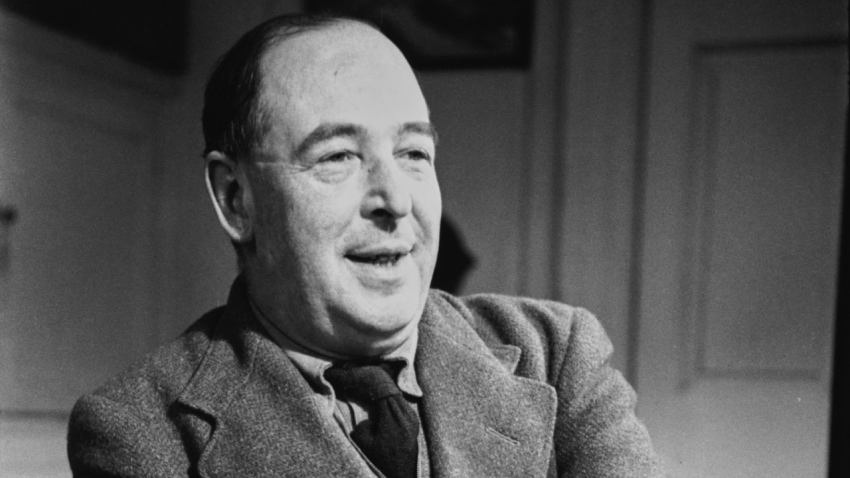 Author C.S. Lewis in his college rooms at Magdalen College, Oxford, in November 1950.