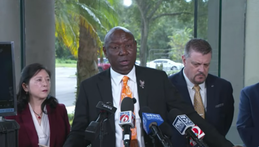 Civil rights attorney Ben Crump, who represents the family of Nolan Wells, speaks at a press conference in Orlando, Florida, on Thursday, Sept. 24, 2026.