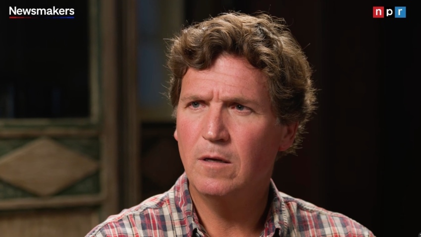 Tucker Carlson discusses the implications of President Donald Trump's theology during an interview with NPR that aired Sept. 24, 2026.