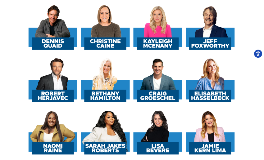 The Life Surge website showcases prominent Christian speakers.