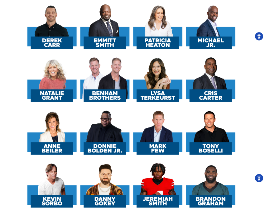 The Life Surge website showcases prominent Christian speakers.