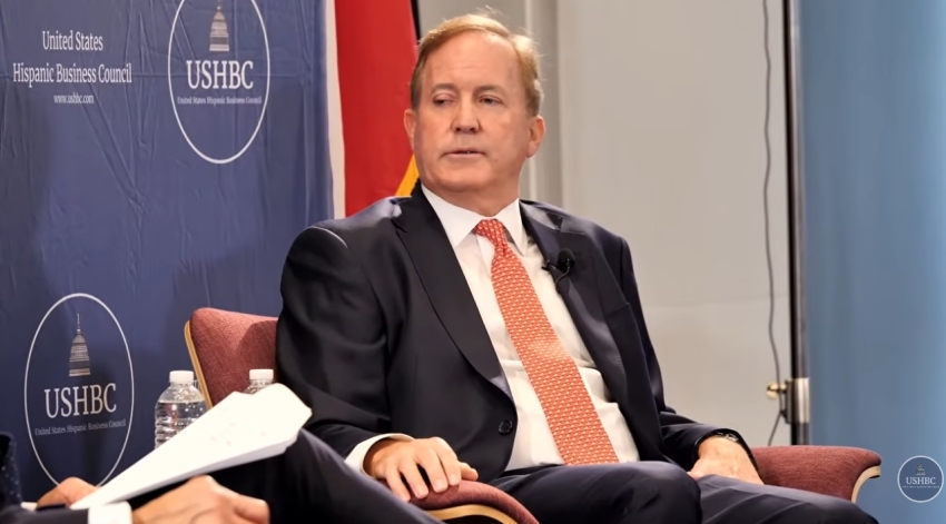 Texas AG Ken Paxton speaks at an event hosted by the U.S. Hispanic Business Council in Fort Worth on Sept. 28, 2026.