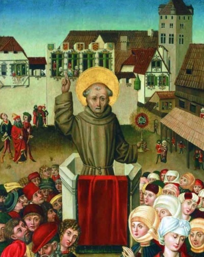 A 15th century depiction of John of Capistrano (1385-1456), a Catholic saint and Franciscan monk.