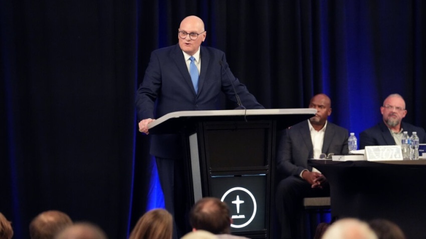 Southern Baptist Convention President Willy Rice speaks to the SBC Executive Committee on Sept. 21, 2026, in Nashville, Tennessee. It was Rice's first address to the SBC EC since he was elected president at the 2026 SBC Annual Meeting.