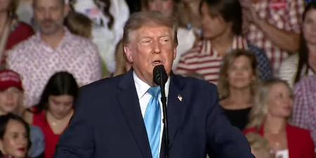 President Donald Trump speaks at a rally in Grand Island, Nebraska, Oct. 5, 2026.
