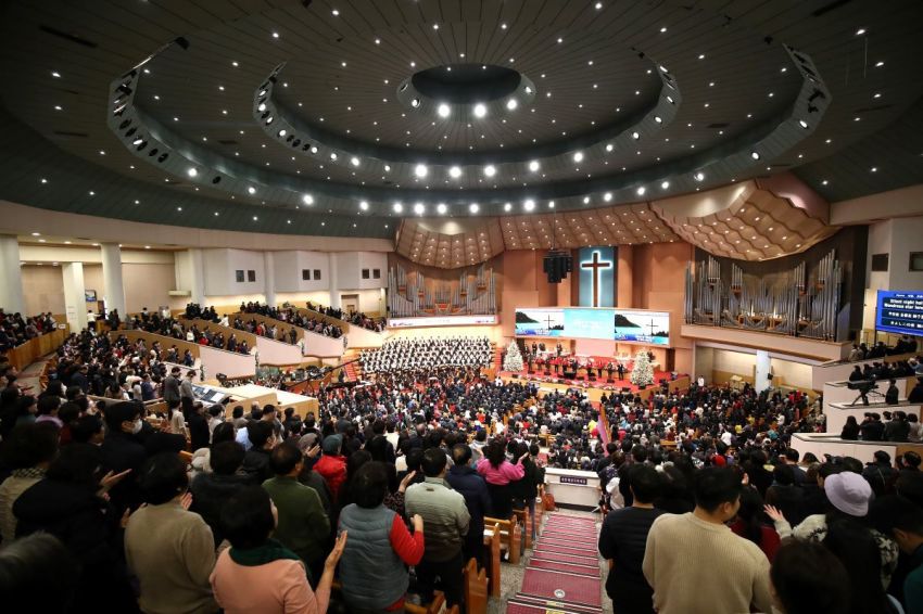 Christmas services are conducted from the Yoido Full Gospel Church on Dec. 25, 2023 in Seoul, South Korea. Christmas has become increasingly popular over the years in South Korea, which is the only East Asian country to recognize Christmas as a national holiday.