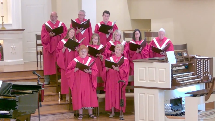The choir of Central United Methodist Church in Fayetteville, Arkansas, sings a choral arrangement of "I Want It That Way" by the Backstreet Boys during a service on Oct. 11, 2026.