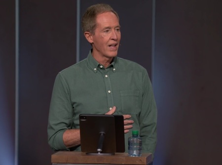 Andy Stanley, pastor of North Point Community Church in Alpharetta, Georgia, announces his plans to step down in 2027 in a message to his congregation on Sunday, Oct. 13, 2026.