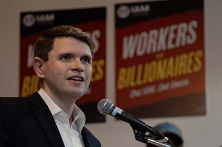 Democratic U.S. Senate candidate James Talarico speaks at an American Federation of Labor and Congress of Industrial Organizations rally at The Texas Gulf Coast Labor Federation on Oct. 21, 2026 in Houston, Texas.