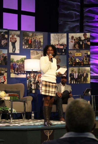 Jackee Andrews, a regional director for Citizens Defending Freedom, speaks at the "Before the Ballot" event held at World Outreach Worship Center of Newport News, Virginia, on Oct. 21, 2026.