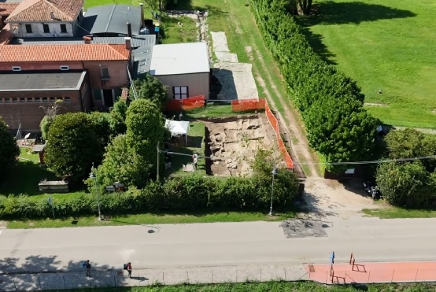 A building considered to be the Bishop's Palace of Altino, Italy, likely the first church in the Venetian Lagoon if the 5th-century chronology is confirmed, was excavated during the 2025 campaign of Ca' Foscari University (Prof. Diego Calaon). It is located within the large Archaeological Park and partially beneath the modern road.