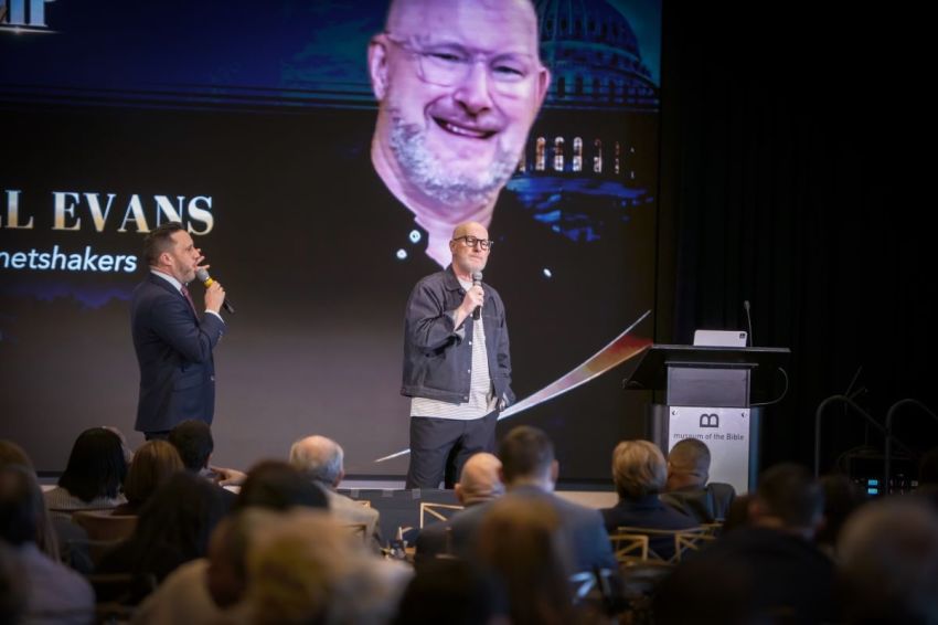 Russell Evans, global senior pastor of the Australia-based church movement Planetshakers, speaks at the National Hispanic Christian Leadership Conference's 25th Anniversary Summit at the Museum of the Bible in Washington, D.C., Oct. 20, 2026.