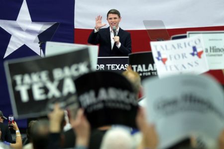 Democratic U.S. Senate candidate James Talarico speaks during a campaign rally at the Kay Bailey Hutchinson Convention Center on Oct. 29, 2026 in Dallas, Texas.