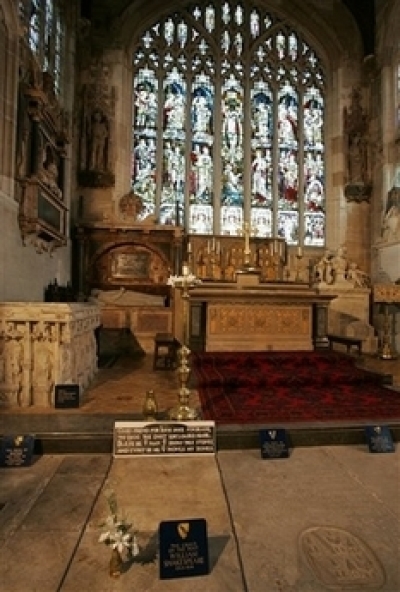 The grave of William Shakespeare near the altar inside Holy Trinity Anglican Church in Stratford upon Avon, England Thursday Jan 11, 2007.