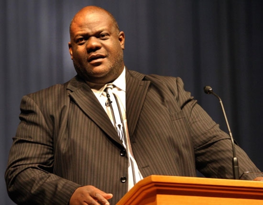In this undated file photo, the Rev. Dwight McKissic of Arlington speaks in chapel at Southwestern Baptist Theological Seminary .