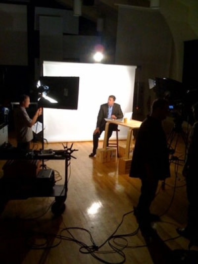 Dr. David Swanson, senior pastor of First Presbyterian Church of Orlando, tapes an episode of "The Well," a newly launched television ministry.