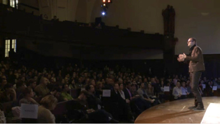 Author Rob Bell speaks in New York City at the launch of his book tour, Monday, March 15, 2011. <em>Love Wins: A Book About Heaven, Hell, and the Fate of Every Person Who Ever Lived</em>&nbsp;releases Tuesday.
