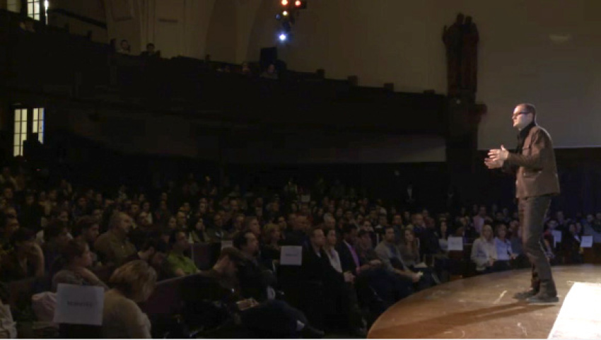Author Rob Bell speaks in New York City at the launch of his book tour, Monday, March 15, 2011. <em>Love Wins: A Book About Heaven, Hell, and the Fate of Every Person Who Ever Lived</em> releases Tuesday.
