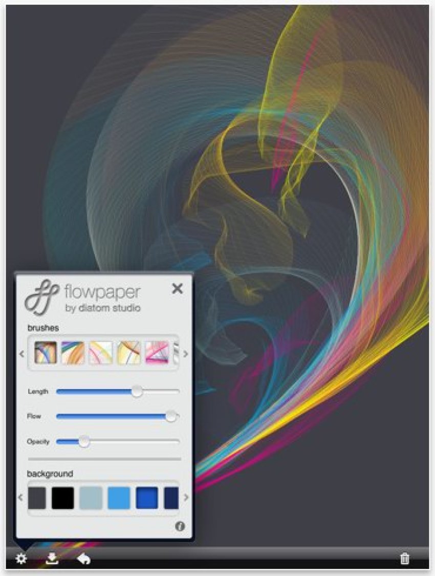 "Flowpaper is an amazing physics-based art app that is capable of creating gorgeous works of art" -app Safari