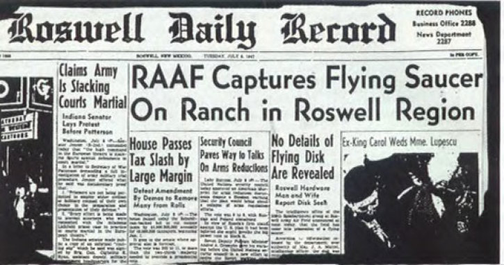 Risultati immagini per roswell ufo crash newspaper