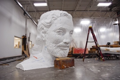 Lux Mundi, a 62-foot-tall statue of Jesus, housed at a facility owned by Display Dynamics, Inc.