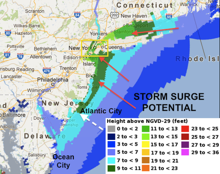 Hurricane Sandy Storm Surge Prediction Map
