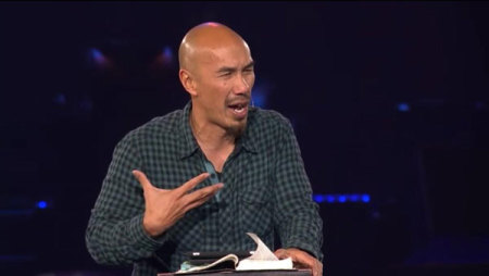 Francis Chan, best-selling author of <em>Crazy Love</em>&nbsp;and <em>Erasing Hell</em>, speaks to some 60,000 students at the Passion 2013 conference in Atlanta, Georgia, on Wednesday, Jan. 2, 2013.
