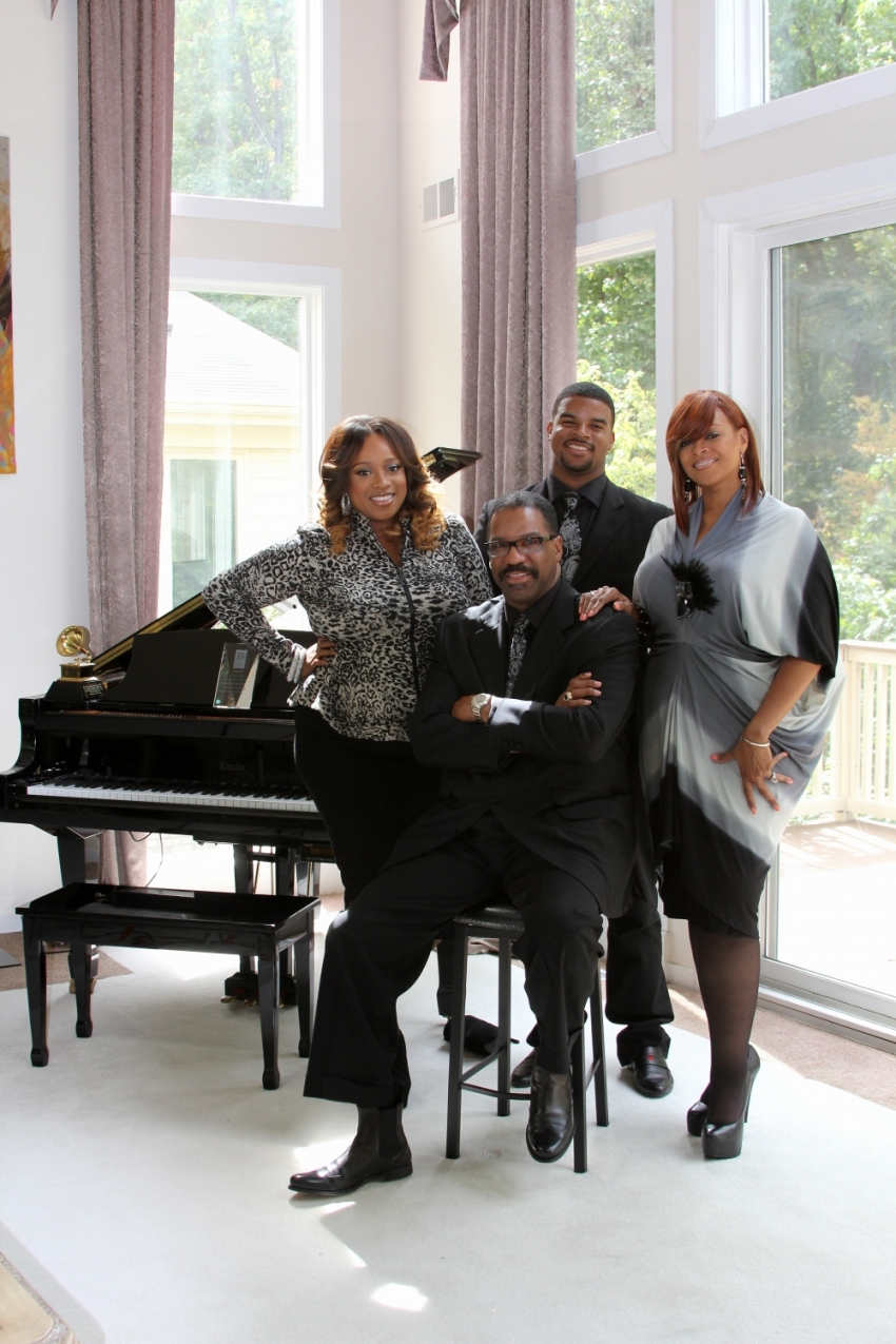 (L-R) Kierra Sheard, Bishop J Drew Sheard, J Drew Sheard II and Karen Clark Sheard of Detroit, Michigan pictured in a promotional image for former BET docu-series, "The Sheards," which aired in 2013.