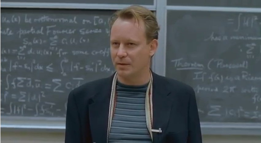 Actor Stellan Skarsgård playing Mathematics Professor Gerald Lambeau in the movie 'Good Will Hunting'.