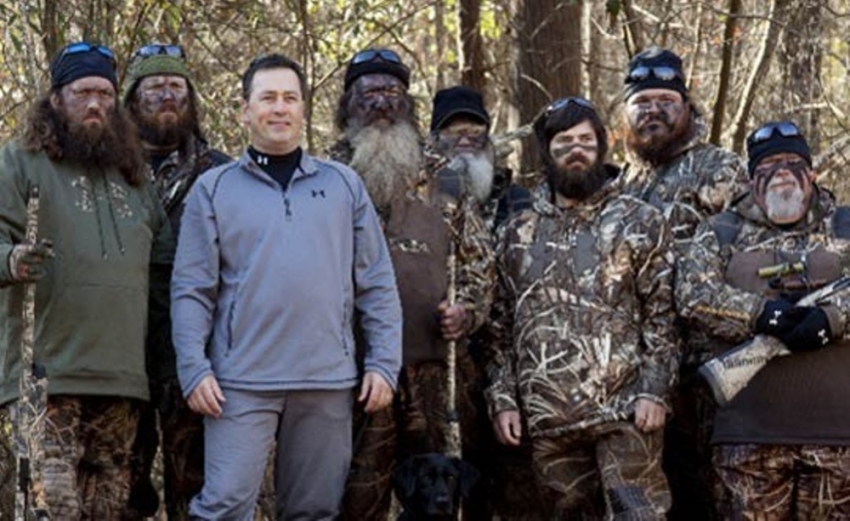 The Duck Commander team from left: Willie Robertson, Jay Stone, Alan Robertson, Phil Robertson, Si Robertson, Jep Robertson, Justin Martin and John Godwin.