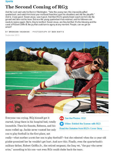 GQ magazine RG3 cover story