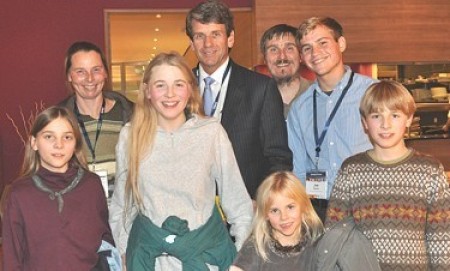 HSLDA Founder Mike Farris meets with the Wunderlich family during the Global Home Education Conference held in Berlin, Germany in October 2012.
