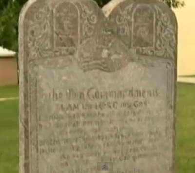 Ten Commandments monument at Connellsville junior high school, Pennsylvania