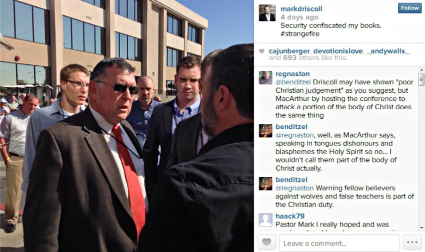 Mars Hill Church Pastor Mark Driscoll shared a photo on Instragm on Oct. 18, 2013, writing, "Security confiscated my books," with the hasghtag "#strangefire."