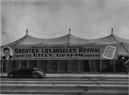 Between Sept. 25 and Nov. 20 of 1949, some 350,000 people gathered under a huge tent in Los Angeles to hear Billy Graham preach.