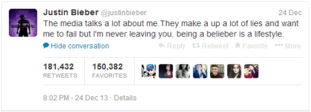 Less than an hour after confirming rumors that Bieber was retiring from music - which he himself started - the pop star declared 