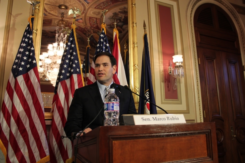 U.S. Senator Marco Rubio (R, FL) speaks about poverty alleviation for the 50th anniversary of President Lyndon Johnson's