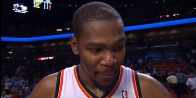 Oklahoma City Thunder Forward Kevin Durant thanks God for success in interview with ESPN host Doris Burke.